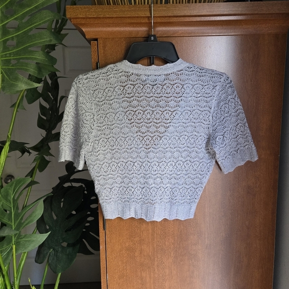 Express Silver And Gray Lace Knit Shrug In Small - Picture 2 of 6